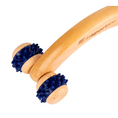 Drewniany masażer całego ciała inSPORTline Kerung ∙ 4 rolki z wypustkami ∙ długość 16 cm ∙ drewno wiśniowe