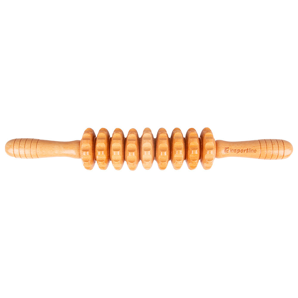 Drewniany roller/wałek do masażu inSPORTline Marlee 300 ∙ uchwyty ergonomiczne ∙ terapia drewnem ∙ pokrowiec