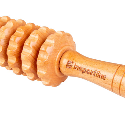 Drewniany roller/wałek do masażu inSPORTline Marlee 300 ∙ uchwyty ergonomiczne ∙ terapia drewnem ∙ pokrowiec