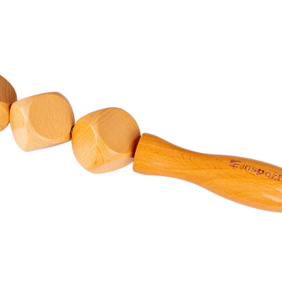 Drewniany wałek/roller do masażu inSPORTline Marlee 400 ∙ kostki masujące ∙ uchwyty ergonomiczne ∙ redukcja cellulitu