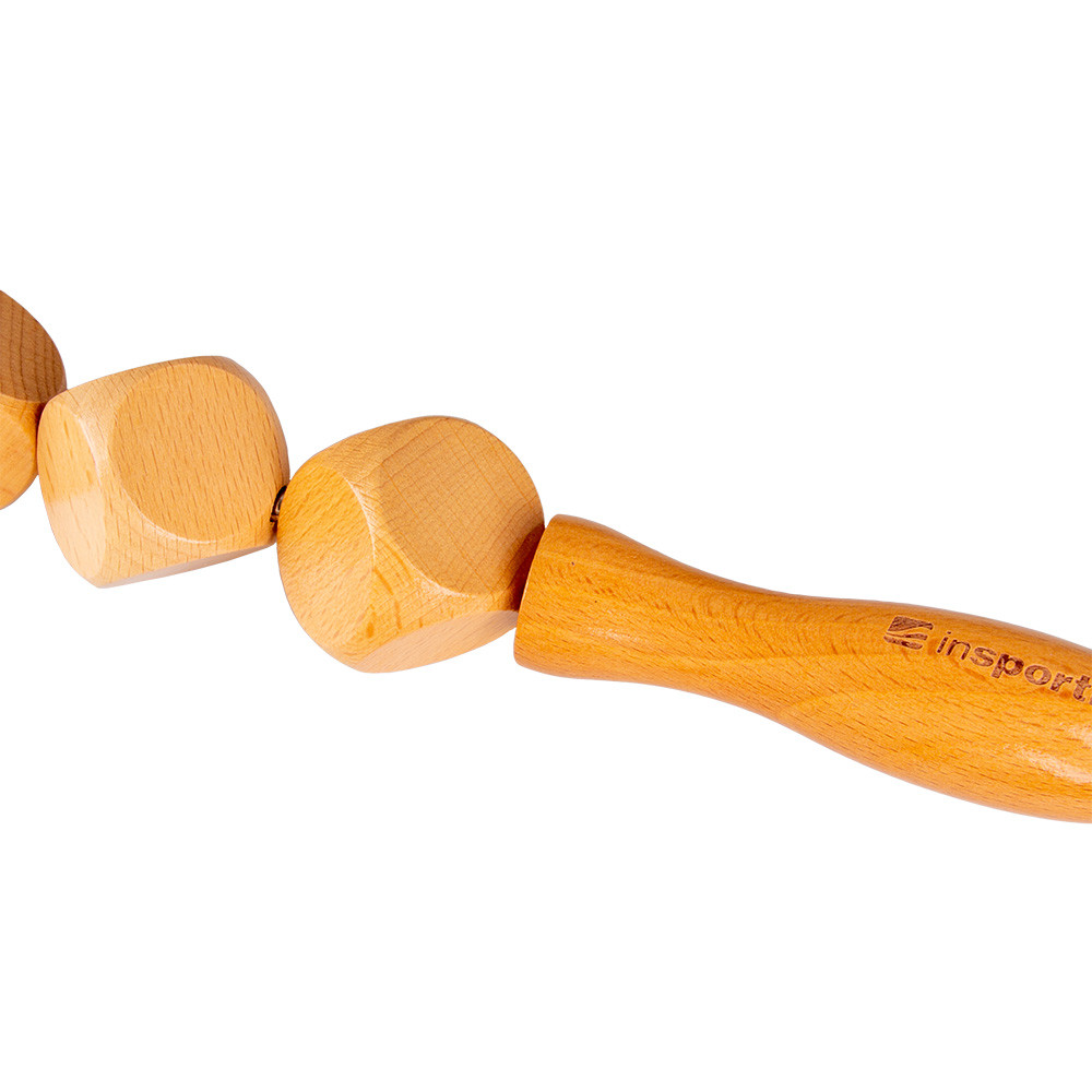 Drewniany wałek/roller do masażu inSPORTline Marlee 400 ∙ kostki masujące ∙ uchwyty ergonomiczne ∙ redukcja cellulitu