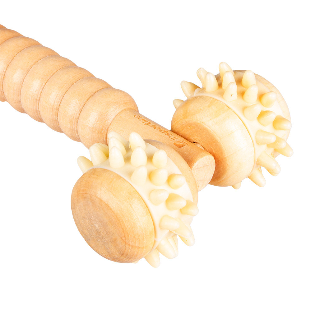 Drewniany roller inSPORTline Maikels 200 ∙ elastyczne kółka ∙ terapia drewnem ∙ masaż antycellulitowy ∙ drewno brzozowe