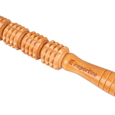 Drewniany wałek/roller do masażu inSPORTline Marlee 700 ∙ 9 małych rolek ∙ uchwyty ergonomiczne ∙ drenaż limfatyczny