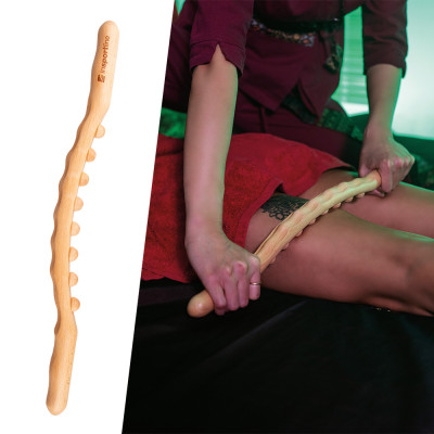Kij masujący inSPORTline Jarosa 200 ∙ dwustronny ∙ 8 wypustek kulkowych ∙ terapia drewnem ∙ redukcja cellulitu