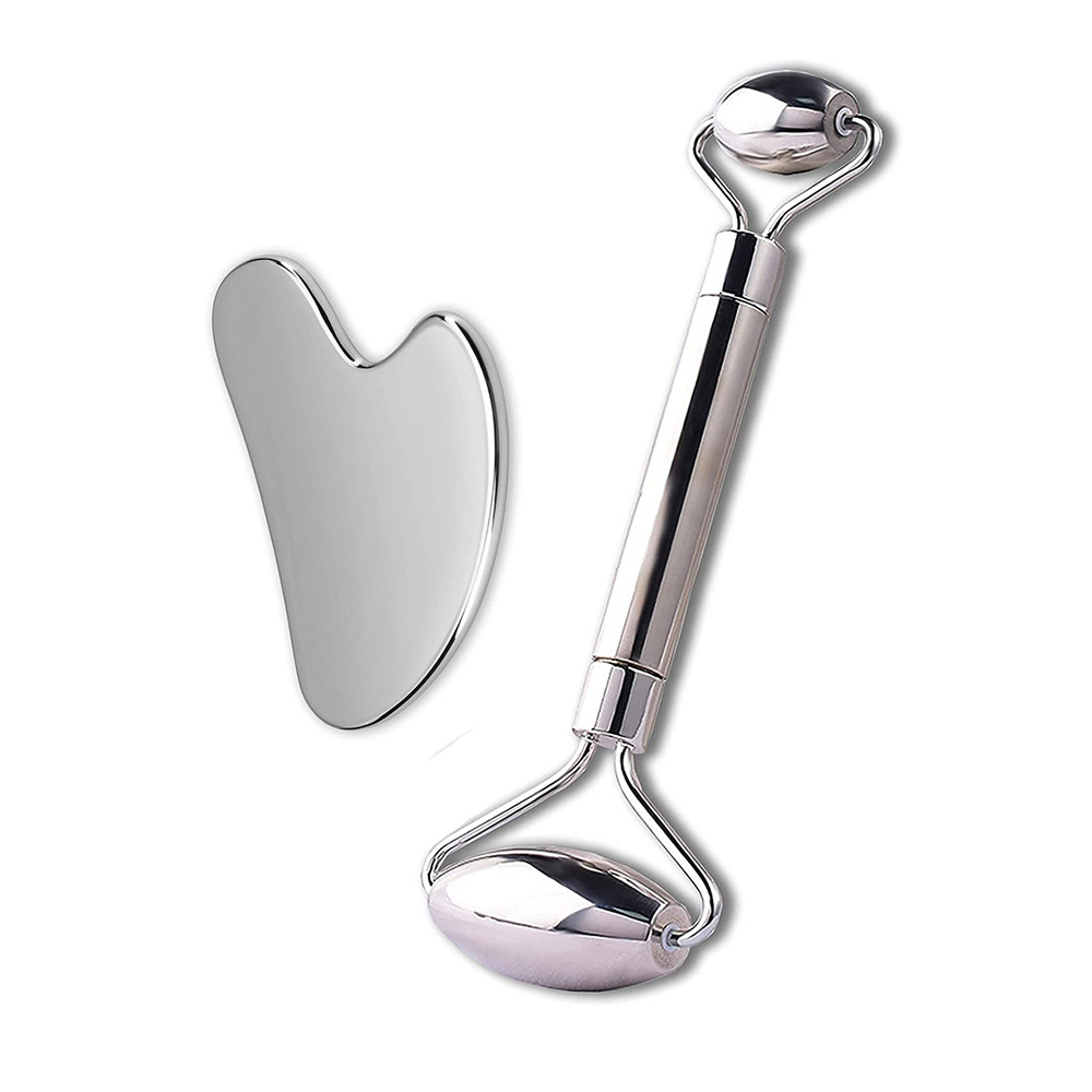 Zestaw do masażu twarzy inSPORTline Comesta Face Roller Gua Sha ∙ chłodzenie ∙ lifting ∙ rozluźnienie mięśni