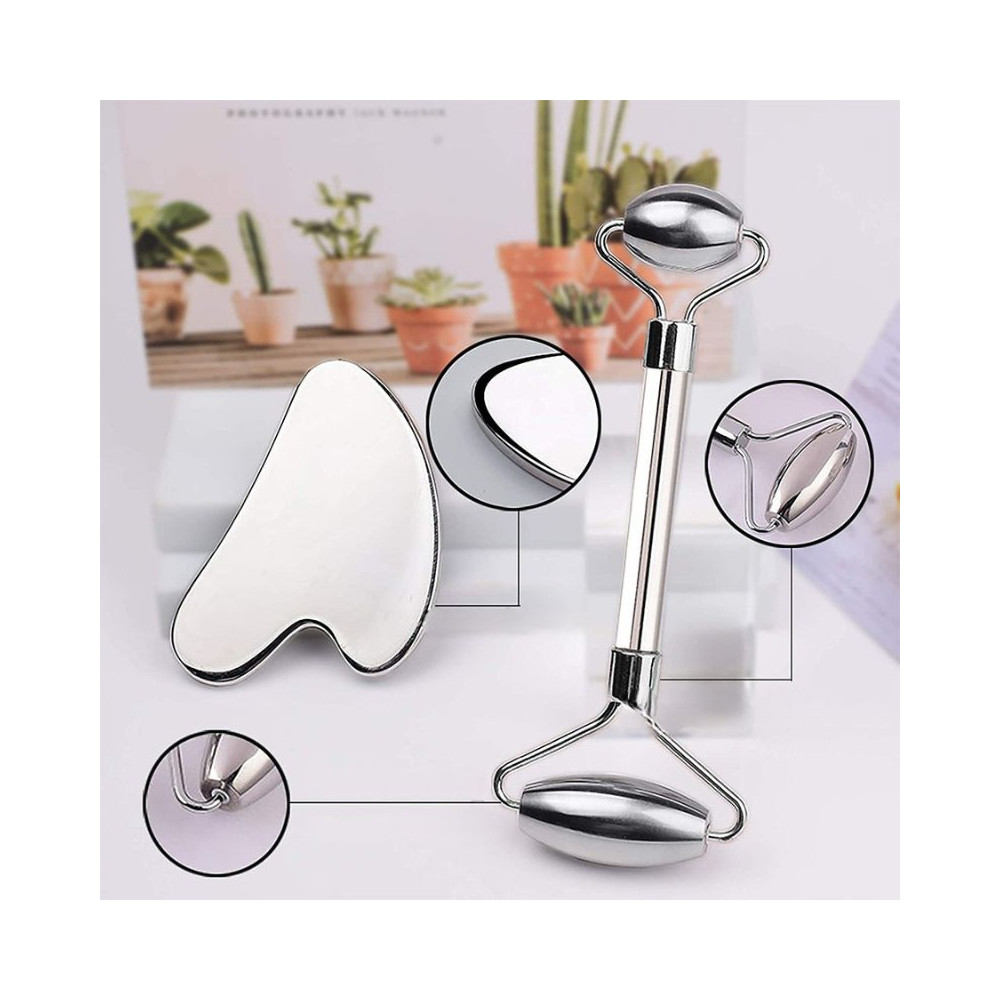 Zestaw do masażu twarzy inSPORTline Comesta Face Roller Gua Sha ∙ chłodzenie ∙ lifting ∙ rozluźnienie mięśni