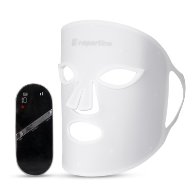 Maska LED do twarzy i szyi inSPORTline Santorina ∙ 100 diod ∙ 7 trybów kolorów ∙ ładowanie USB-C ∙ 3 poziomy intensywności
