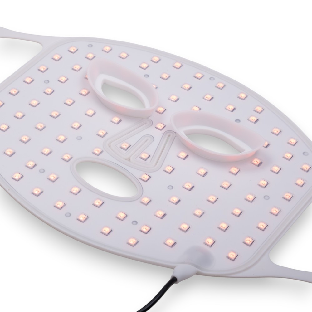 Maska LED do twarzy i szyi inSPORTline Santorina ∙ 100 diod ∙ 7 trybów kolorów ∙ ładowanie USB-C ∙ 3 poziomy intensywności