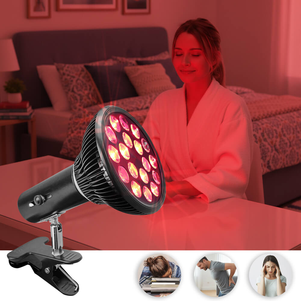 Lampa rozgrzewająca na podczerwień inSPORTline Zelara ∙ 18 diod LED ∙ moc 24 W ∙ obrotowy uchwyt 360°