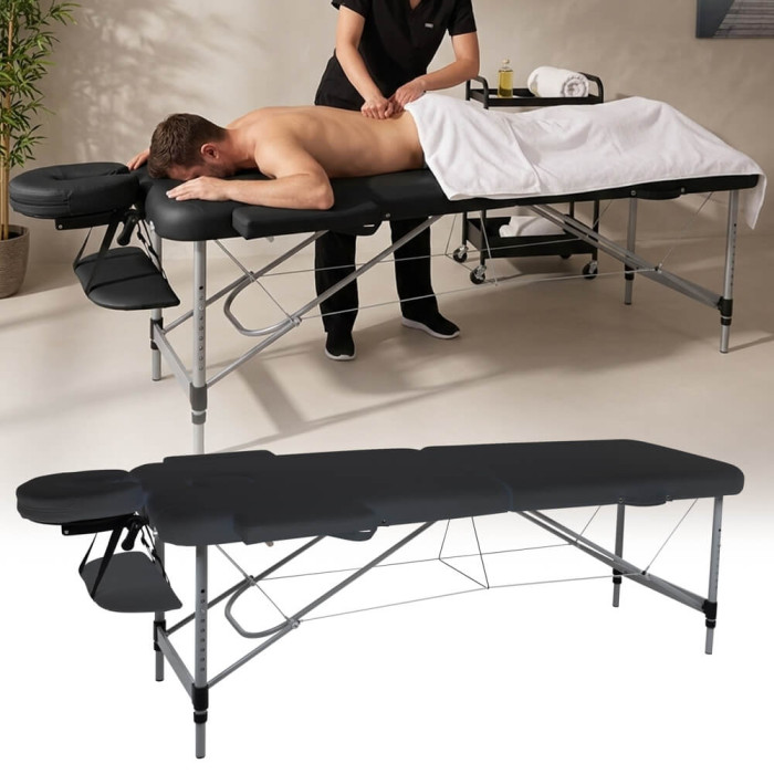 Stół do masażu inSPORTline Morrani ∙ 2-częściowy aluminiowy ∙ nośność 250 kg ∙ waga 15 kg ∙ regulowana wysokość ∙ torba transpor
