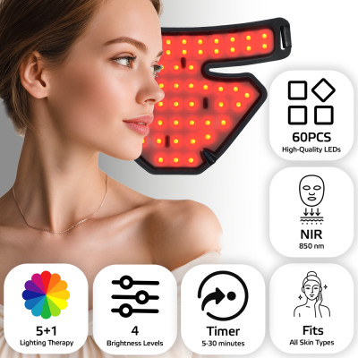 Maska LED na podczerwień na szyję i dekolt inSPORTline Rademis ∙ 2500 mAh ∙ 60 diod LED ∙ 6 trybów ∙ 4 poziomy