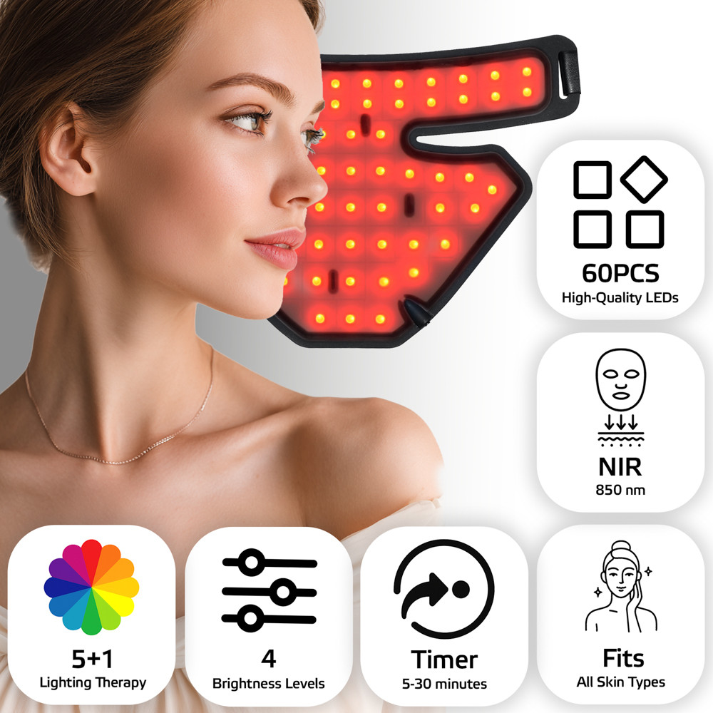 Maska LED na podczerwień na szyję i dekolt inSPORTline Rademis ∙ 2500 mAh ∙ 60 diod LED ∙ 6 trybów ∙ 4 poziomy