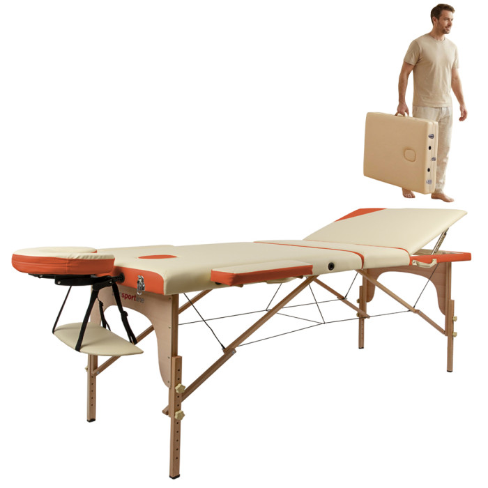 Stół do masażu inSPORTline Japane ∙ składany drewniany ∙ regulacja wysokości 60–85 cm ∙ nośność 250 kg