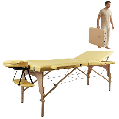 Stół do masażu inSPORTline Japane ∙ składany drewniany ∙ regulacja wysokości 60–85 cm ∙ nośność 250 kg