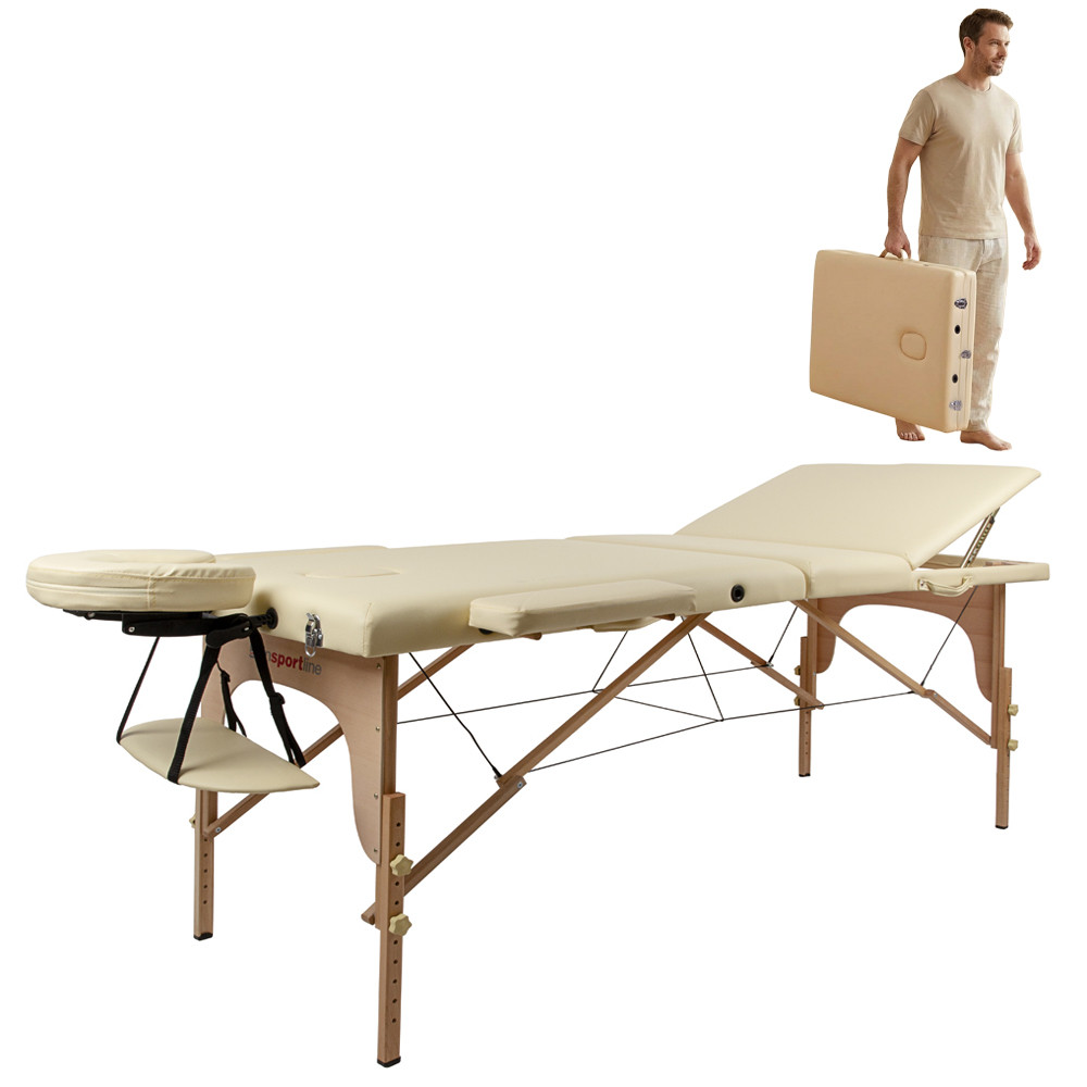 Stół do masażu inSPORTline Japane ∙ składany drewniany ∙ regulacja wysokości 60–85 cm ∙ nośność 250 kg