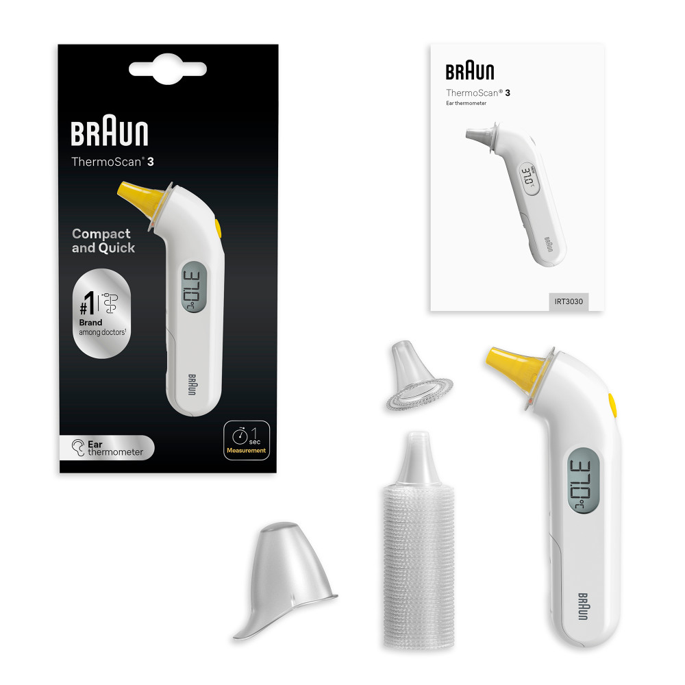 BRAUN IRT3030 THERMOSCAN® 3 Termometr elektroniczny do ucha dla dzieci i noworodków