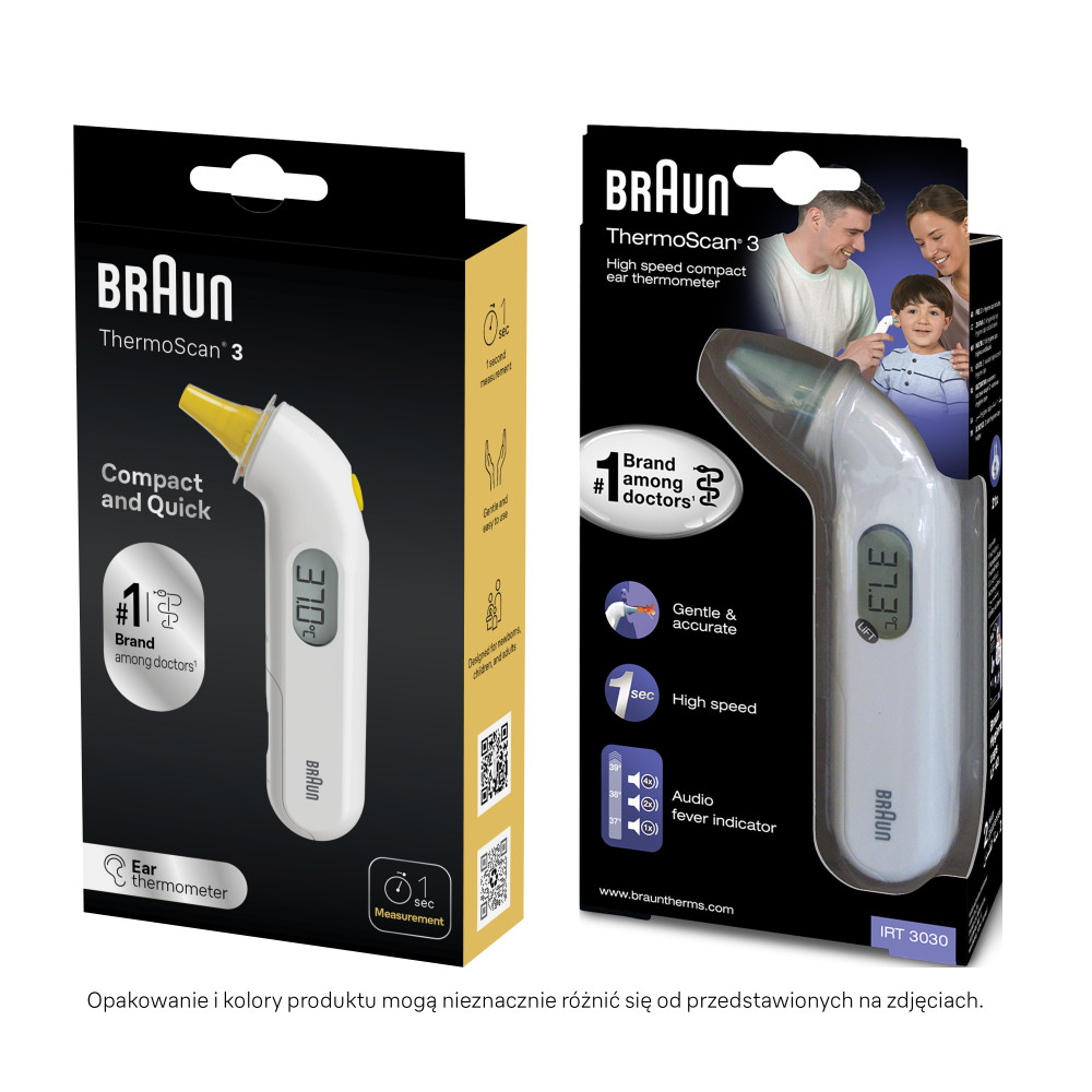 BRAUN IRT3030 THERMOSCAN® 3 Termometr elektroniczny do ucha dla dzieci i noworodków