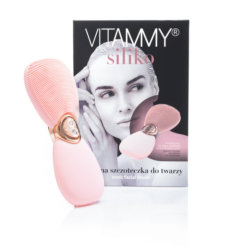 VITAMMY SILIKO PUDROWY RÓŻ Szczoteczka soniczna do twarzy, masażer, oczyszczanie
